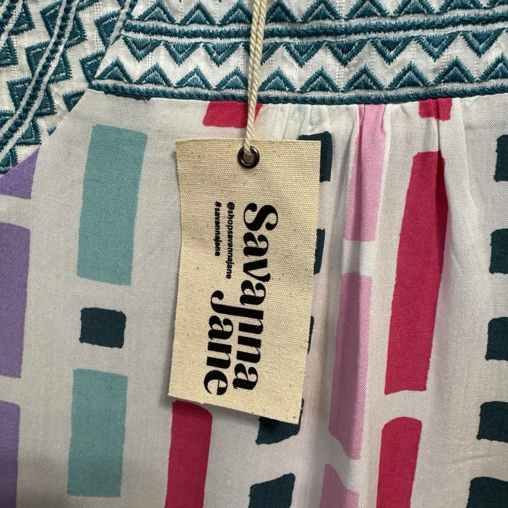SAVANNA JANE Size 2X Sleeveless Top Blouse Embroidered Geometric Print NWT - Picture 4 of 5